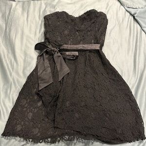 Black lace overlay strapless mini dress. Express brand